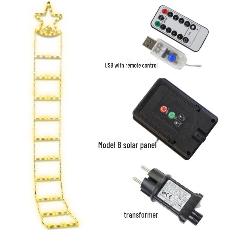 

Santa Claus Climbing Stair Lights: LED Star Ladder String for Outdoor Holiday Decoration Multicolor - 1.2m, 5 Steps, 115 LEDs