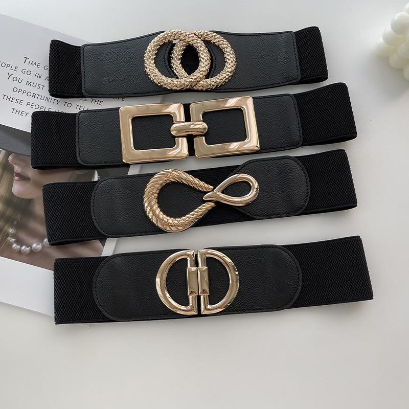 Versatile Black Elastic Wide Waist Belt For Women Enhancing Dress Styles With Features Slimming