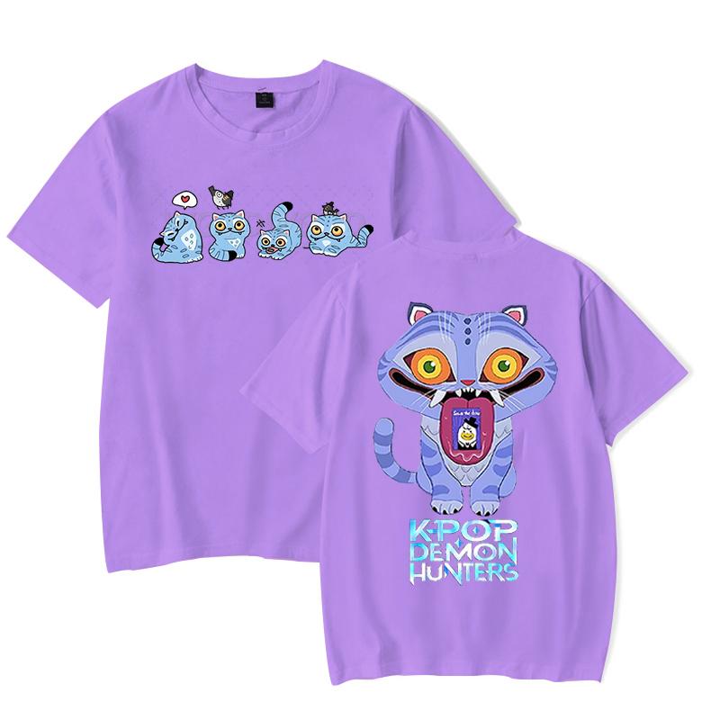 Derpy Tiger Kpop Demon Hunters Shirt for Women Summer Tops Anime K-Pop Demon Hunters T-shirt Harajuku O-neck Casual Shirt Gift