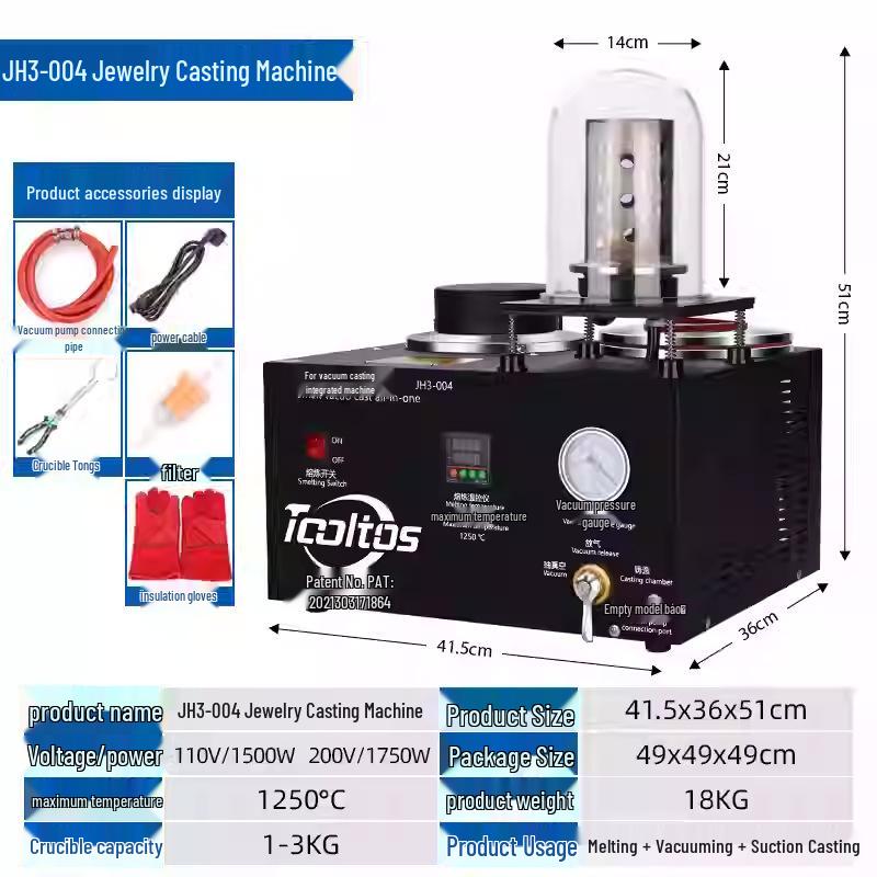 2L Compact Metal Casting and Suction Machine for Gold & Silver Jewelry Mold Pouring