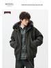 Men's Winter Retro Haute Couture Cotton Jacket with Fur Collar, Plus Velvet Thickened, Warm Outerwear.