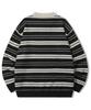 TRILLION Washable Striped Button Collar Neck Knit [Black]