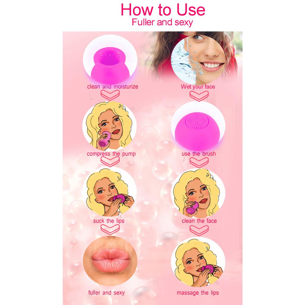Lip Plumper Device Buty Mouth Quickly Face Cln   Silicone Lip Pump With Brush