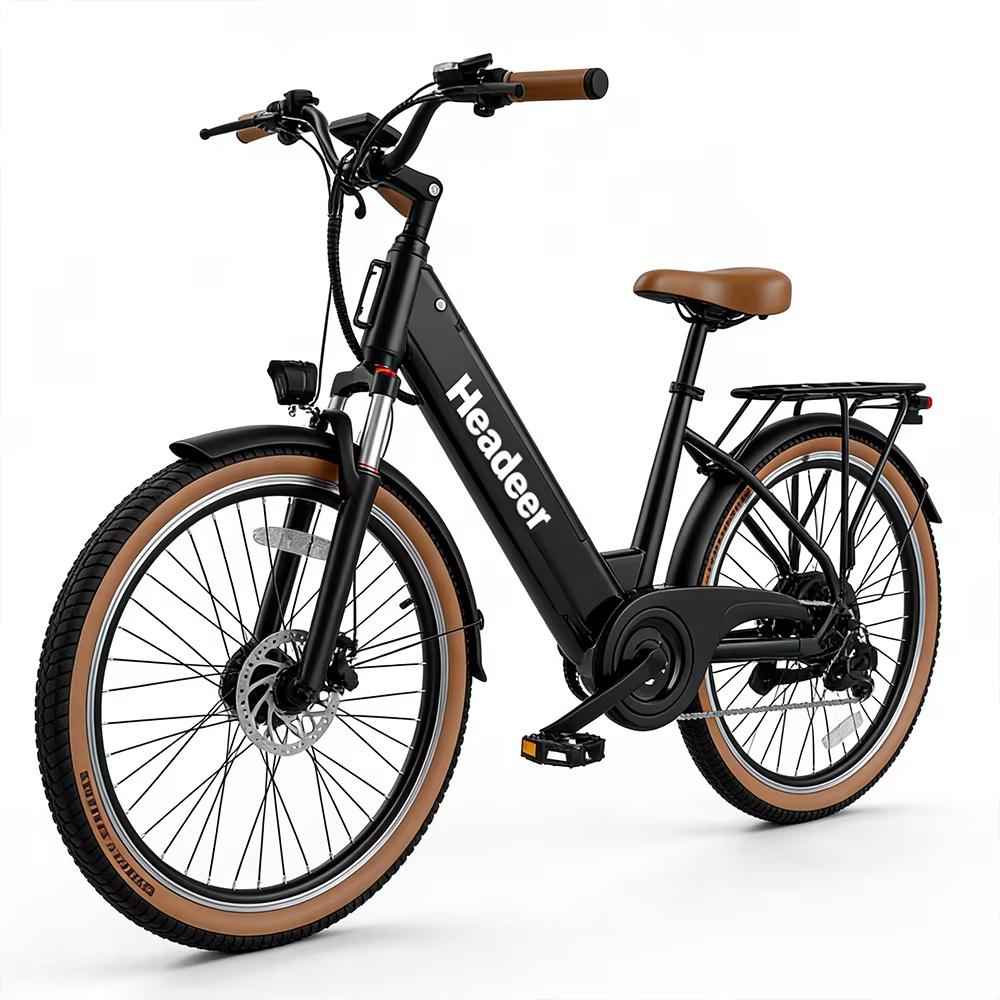 HEADEER BD26195 Vélo Électrique de Ville 26 Pouces 7 Vitesses Cadre en Acier au Carbone Moteur 350W Batterie 48V 11.5Ah Vélo Électrique Vitesse Maximale 35KM/h