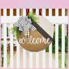 Charming Welcome Front Door Farmhouse Decor Wreath With Spring Bow And Wooden Beads