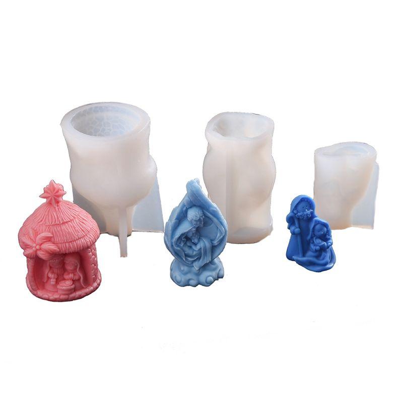 

ABWR-3PCS Mini Abstract Holy Family Silicone Candle Mold Candle Silicone Mold For Wedding Christmas Holiday Parties