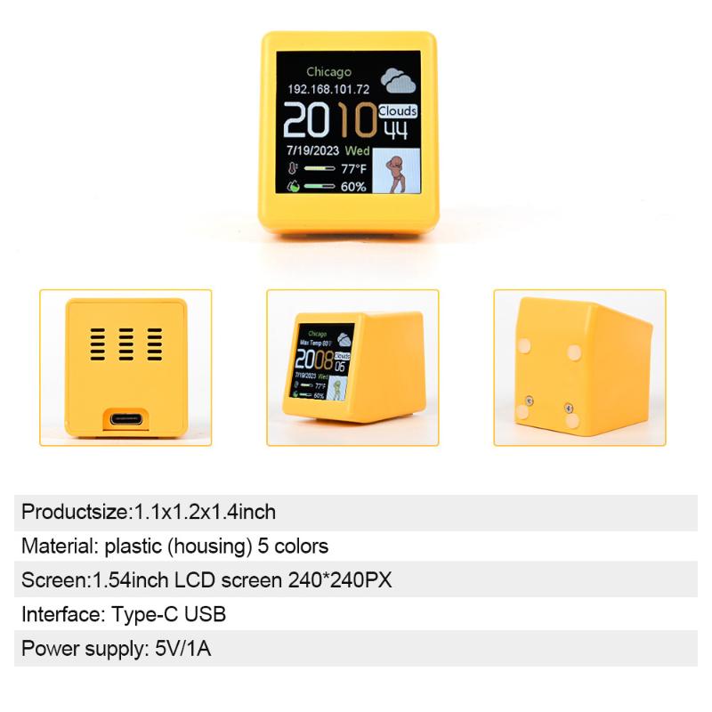 Smart Wifi Weather Station Display Small Portable Weather Temperature Humidity Time Alarm Clock Desktop Decoration