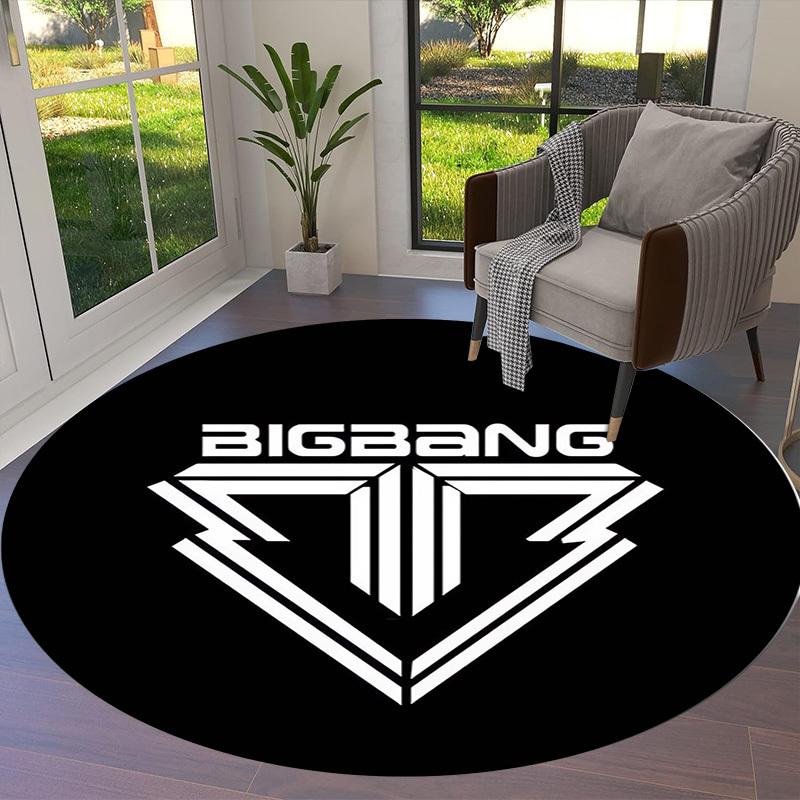 1 Stück BIGBANG Logo Design Runder Teppich, Hergestellt aus Polyester, Perfekt zum Dekorieren von Bürostühlen, Wohnzimmern, Lebendiger Dekorativer Teppich