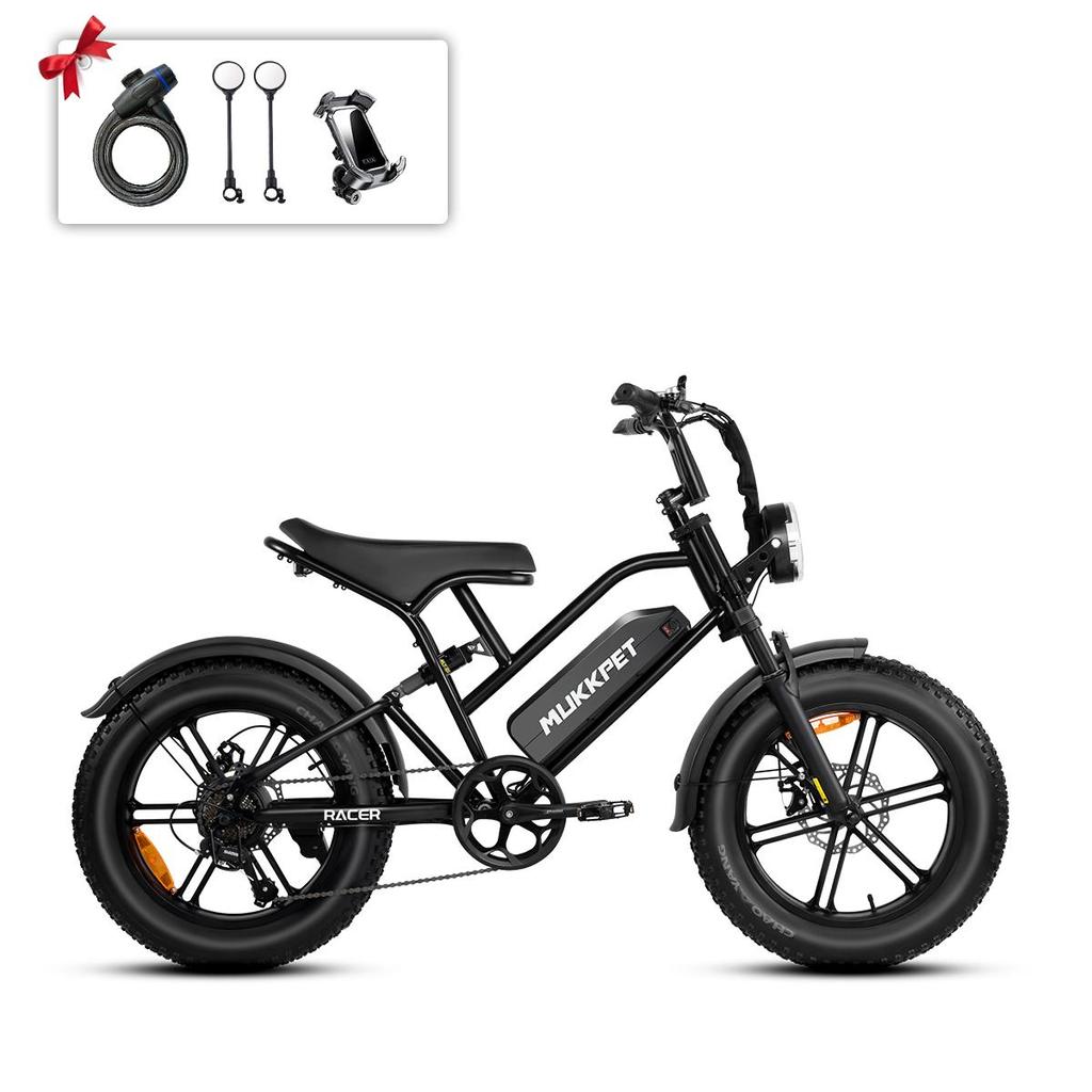 Bicicletă Electrică MUKKPET Racer pentru Adulți Motor 250W Baterie 48V18AH Roți Gonflabile de 20 Inch Bicicletă Electrică pentru Navetă Urbană Sarcina Maximă 150KG