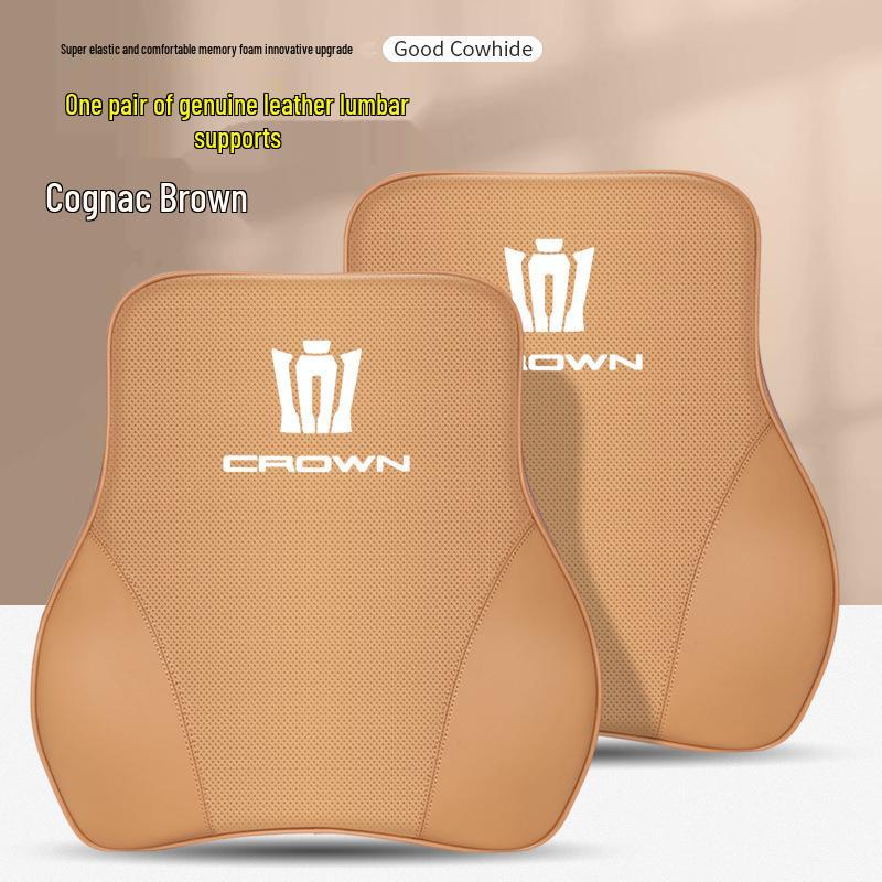 Genuine Leather Headrest & Lumbar Support for Toyota Crown Land Cruiser - Comfortable Neck Support & Decorative Accessory
