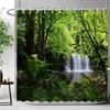 Tropical Jungle Shower Curtain Rainforest Plant Waterfall Spring Flowers Forest Nature Landscape Fabric Bathroom Curtains Decor