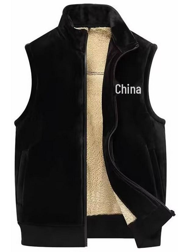 Men's Plus Size Fleece-Lined Double-Sided Vest for Middle-Aged and Elderly - Warm Autumn/Winter Outerwear