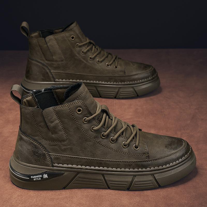 

Мужские высокие модные удобные красивые водонепроницаемые ботинки с большим голенищем рабочие ботинки кожаные ботинки 41