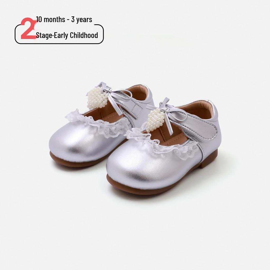 Spring 2026 Girls' Bow Princess Leather Shoes – Stylish Baby Walker Shoes