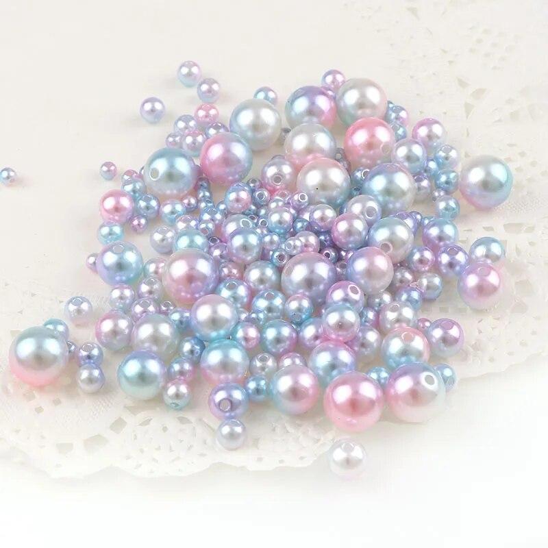 30g Mix Size Mermaid Color Acrylic Pearl Loose Spacer Beads For Jewelry Making DIY Necklace Bracelet Earrings Other Decors