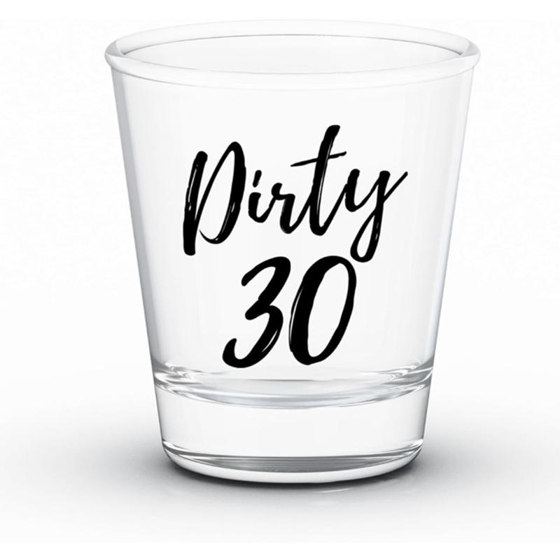 

2pcs 30th Birthday 2oz Shot Glass RIP 20s Birthday Gifts for Her Dirty 30 Birthday Party Decoration Supplies Gifts for Men Women 2pcs