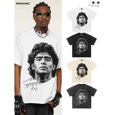 Légende du Football Étoile Maradona Affiche Impression Graphique T-shirt à Manches Courtes Hommes Femmes Ample Décontracté Surdimensionné Haut en Coton Été Nouveau T-shirt
