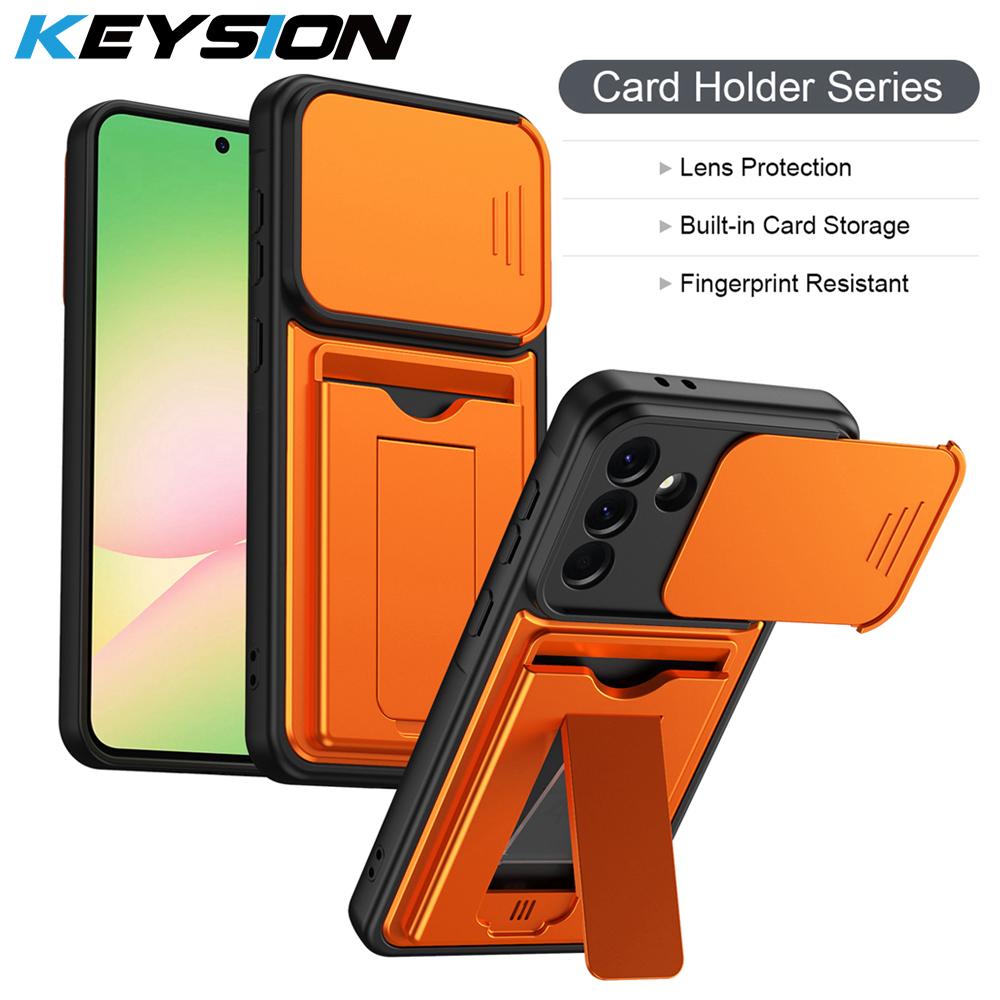 KEYSION Porte-cartes Sac Étui pour Téléphone pour Samsung Galaxy A57 5G A37 A27 A17 5G Protection Coulissante pour Appareil Photo Support Coque antichoc