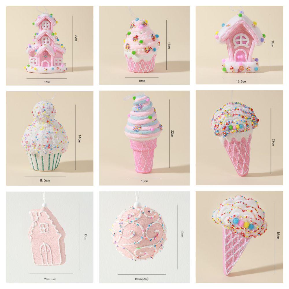 Multicolor Christmas Decorations Foam Ice Cream Christmas Tree Embellishment Festival Cartoon Candy House Hanging Pendants