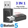 4-in-1 USB Bluetooth 5.0 Transmitter Receiver Wireless Adapter Stereo Audio 3.5mm Aux Jack for TV