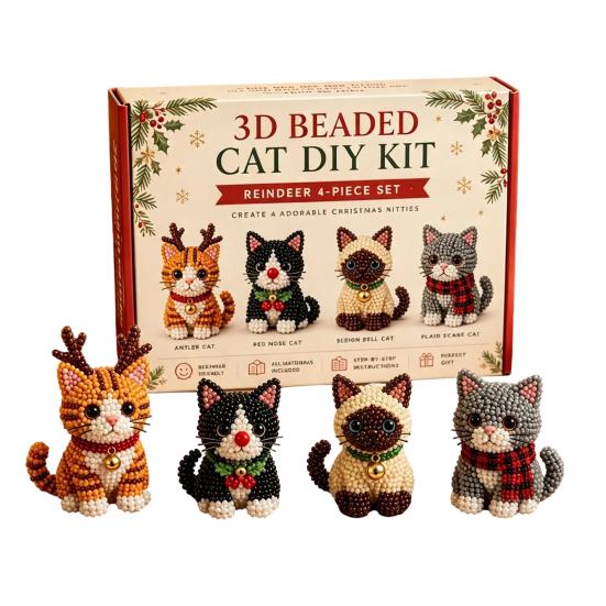 Set de mărgele fără lipici Kit DIY cu mărgele 3D, Set de meșteșuguri cu animale de Crăciun realiste, Kit tematic de broderie manuală ușoară pentru copii și adulți Educațional