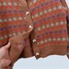 Autumn Crew Neck New Arrival Jacquard Retro Women's Single-Breasted Knitting Sweater Cardigan Coat Women's Short Loose