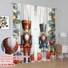 2pcs,2D Plane Printing Curtain Fabric Nutcracker Cheer Versatile Fabric (without Rod) Versatile All Perfect for Bedroom,