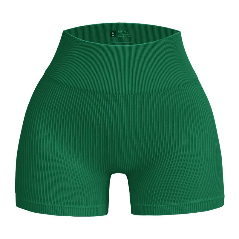 European & American Seamless High-Waisted Ribbed Sports Shorts - Hip-Lifting, No Visible Lines, Ideal for Yoga & Running