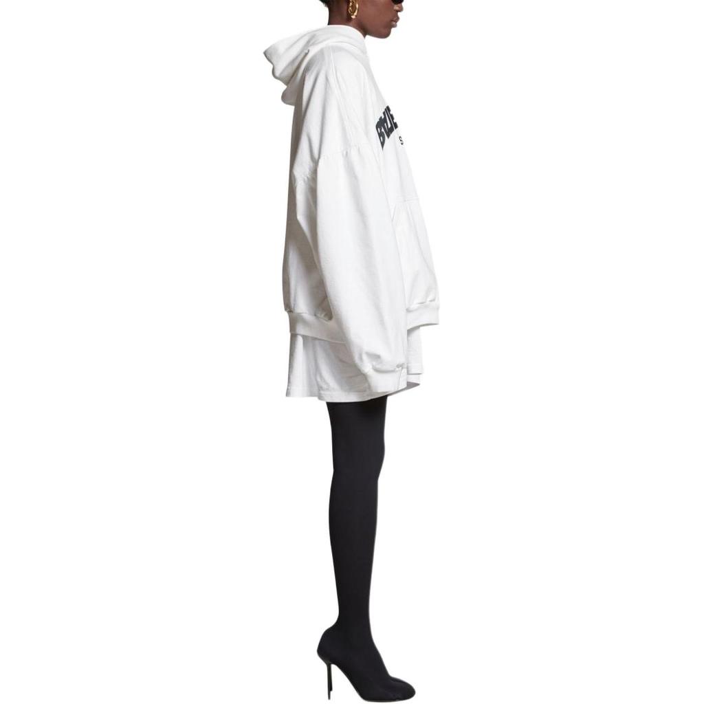 Balenciaga Back Flip Round Hoodie Oversized 'White Black' Unisex 761458TPVG19040