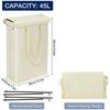 Linen Laundry Hamper with Lid 45L Collapsible Dirty Clothes Basket Imitation Cotton Wash Bin for Home Dorm Storage