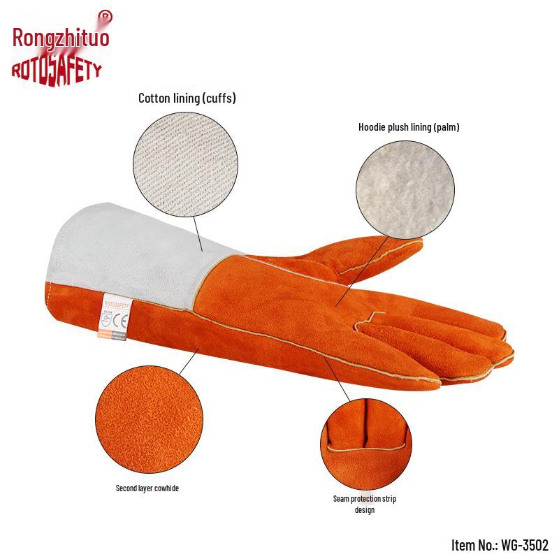 Heat-Resistant Cowhide Welding & Gardening Gloves - Anti-Scald, Anti-Thorn, Long, Durable
