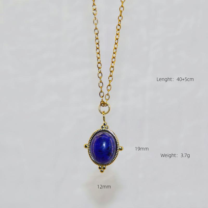 Французское Ретро Подвеска-Ожерелье с Тигровым Глазом | Женская 2025 года Цепочка на Ключицы из Титановой Стали