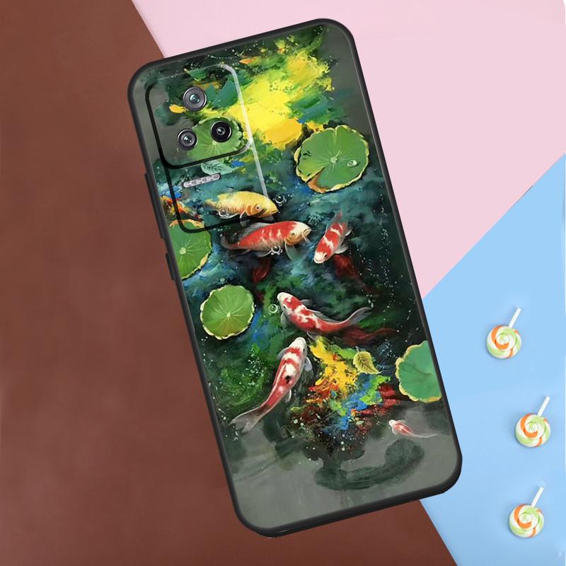 Koi Carp Fish Painting Case For Xiaomi 13T 14 Pro 11T 12T 12 13 Lite POCO X6 X3 X4 X5 Pro F3 F5 M5s M6 Pro Cover