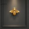 Modern French Style Wall Decor Vintage Gilded Bee Resin Figurine, Lifelike 3D Insect Sculpture with Built-In Light Luxury Home Accents Hook, Tabletop