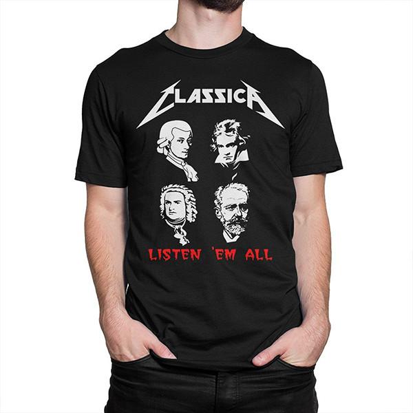 

Classica Listen Em All Funny Rock T-Shirt Tops tees Men s Women s Mozart Beethoven Bach Tchaikovsky Tee S