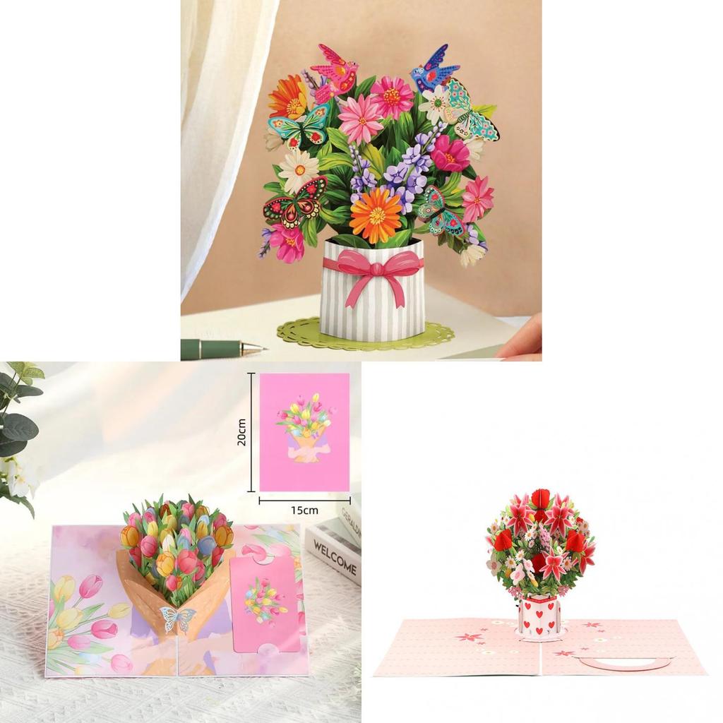Ewige Blüte Popup-Karte für Valentinstag und Muttertag mit Laserschnitt-Motiv