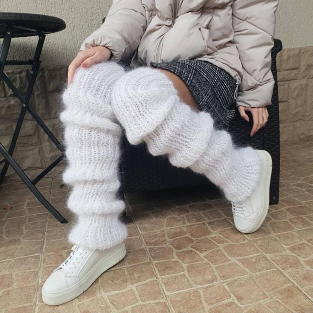 Women Mohair Leg Warmers Winter Warm Open Toe Leg Warmers for Party Sports Casual Socks