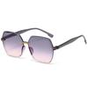 New European and American plain makeup large frame frameless sunglasses gradual change color versatile sunglasses women's fashion sunglasses
