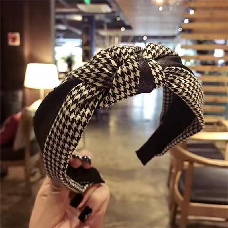 Korean Knot Headband: PU Leather Twill Hair Accessory for Face Wash