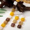 Beach Style Retro Amber Square Beaded Necklace for Women Earrings Accessories