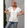 Sommer Einfaches Temperament Damen T-Shirt V-Ausschnitt Lässige Lose Hohle Kurzarm Tops