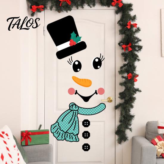 Removable Seasonal Wall Stickers Christmas Snowman Stickers, DIY Decorative Emoticon for Holiday Party Supplies, Festive Surface Decorations