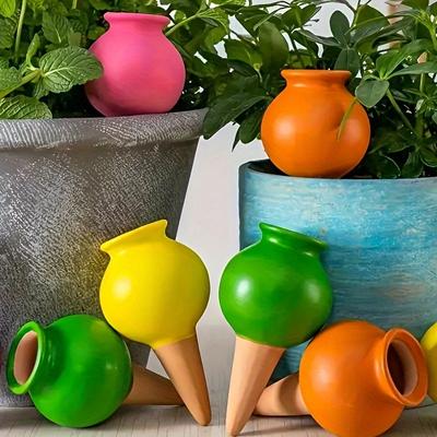 Globi autoirriganti in terracotta fatti a mano - Idratazione automatica delle piante per uso interno/esterno, punte di irrigazione decorative ed efficienti