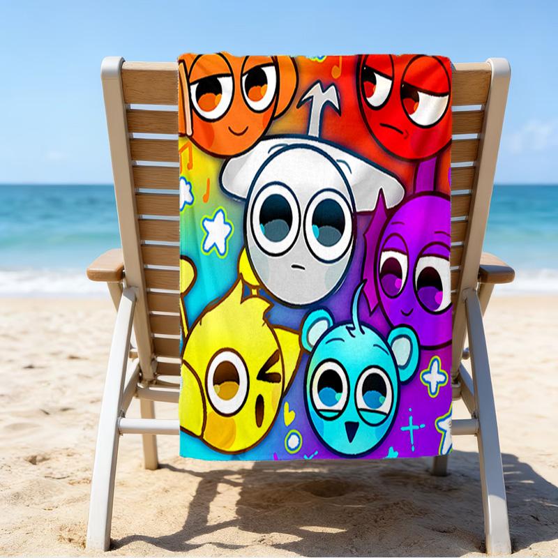 1pc SPRUNKI7 Beach Towel, Beach and Seaside Swimming Pool Equipment, Fashion Pattern, Rectangular, Travel Essentials
