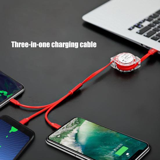 3 in 1 8 Pin 2.4A Type-c Micro-USB Fast Stable Charging Cable Cord