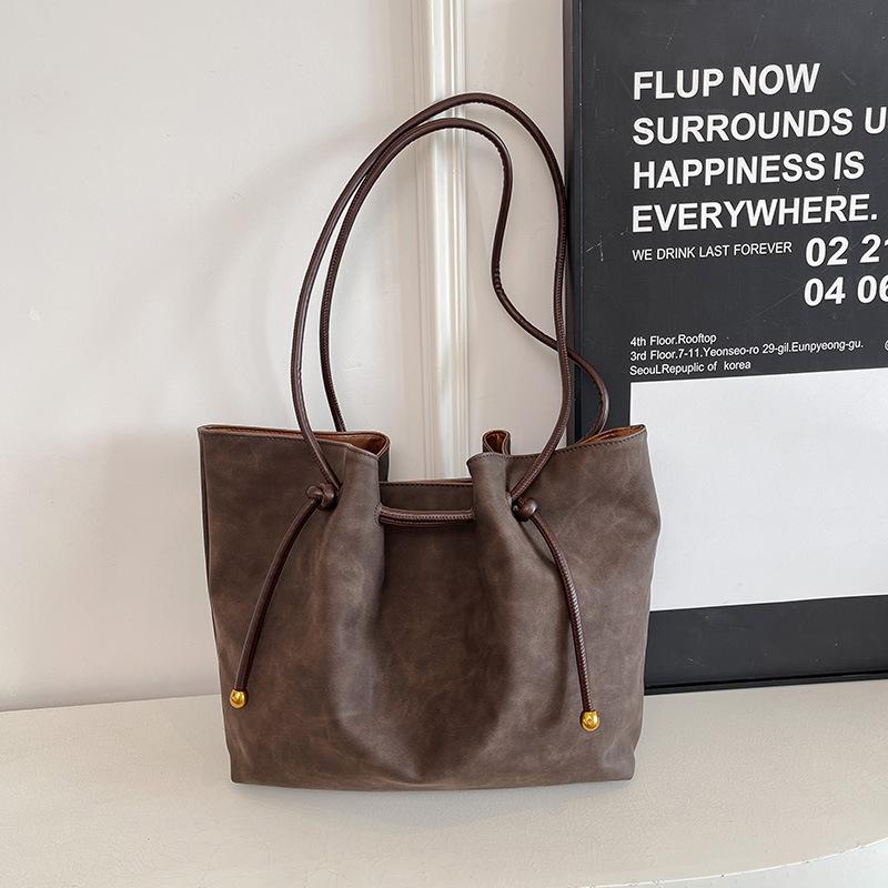 

Повседневная и Ретро Сумка-тоут большой вместимости, Сумка-тоут, Высокий уровень внешнего вида, Простая одноплечевая сумка кофейный