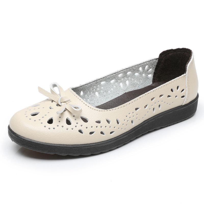 Spring Soft Sole Leather Sandals | Non-Slip Breathable Flats for Women & Seniors