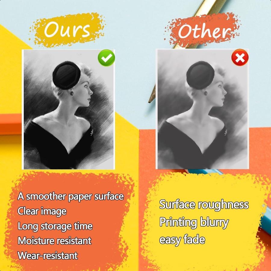 9 Rolls Thermal Sticker Paper for Mini PrinterSelfAdhesive Paper 57 * 25mm 3 Rolls White and 6 Rolls Colored HD Paper for Pocke