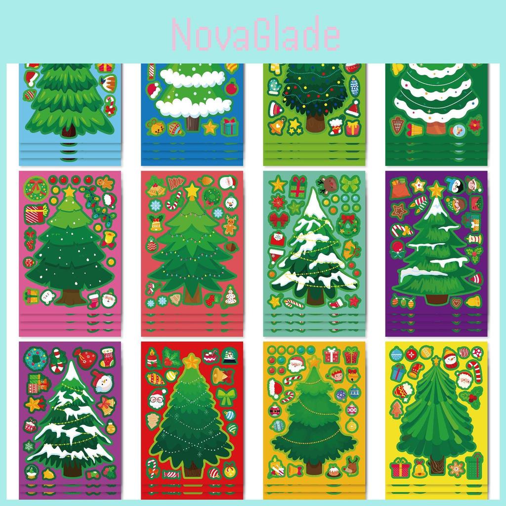 Adorable Cartoon Christmas Tree Stickers For Kids Interactive Playtime Fun Pack Of 12