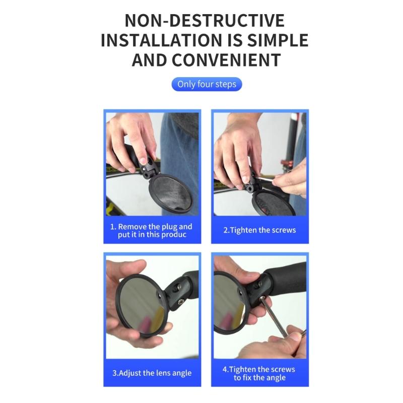 Handlebar Bike Glass, Bicycles Cycling Rear View Glass, 360 Degree Adjustable Rotatable Handlebar Mounted Bike Glass